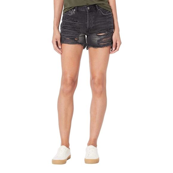 NWT! Free People Maggie Mid Rise Distressed Cut-Off Black Shorts - Size 28 - Picture 1 of 9